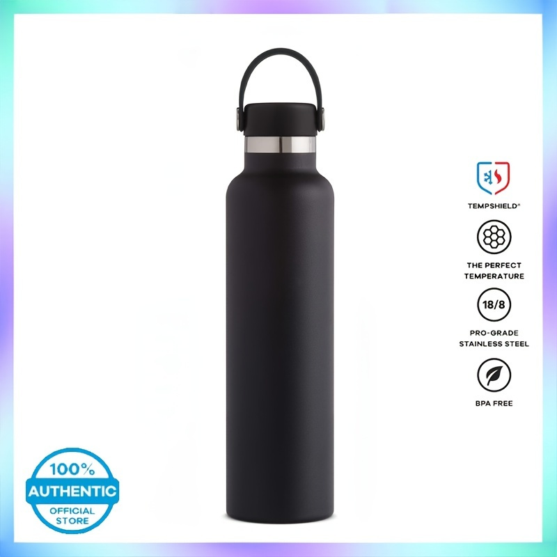 1pc 24oz Black Vacuum Insulated Cup Stainless Steel Water Bottle Wide ...