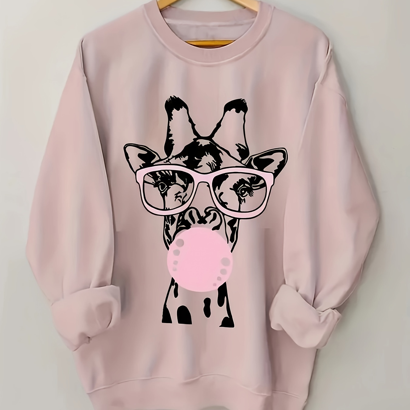 

Plus Size Graphic Print Crew Neck Pullover Sweatshirt, Casual Long Sleeve Sweatshirt For Fall & Winter, Women's Plus Size Clothing