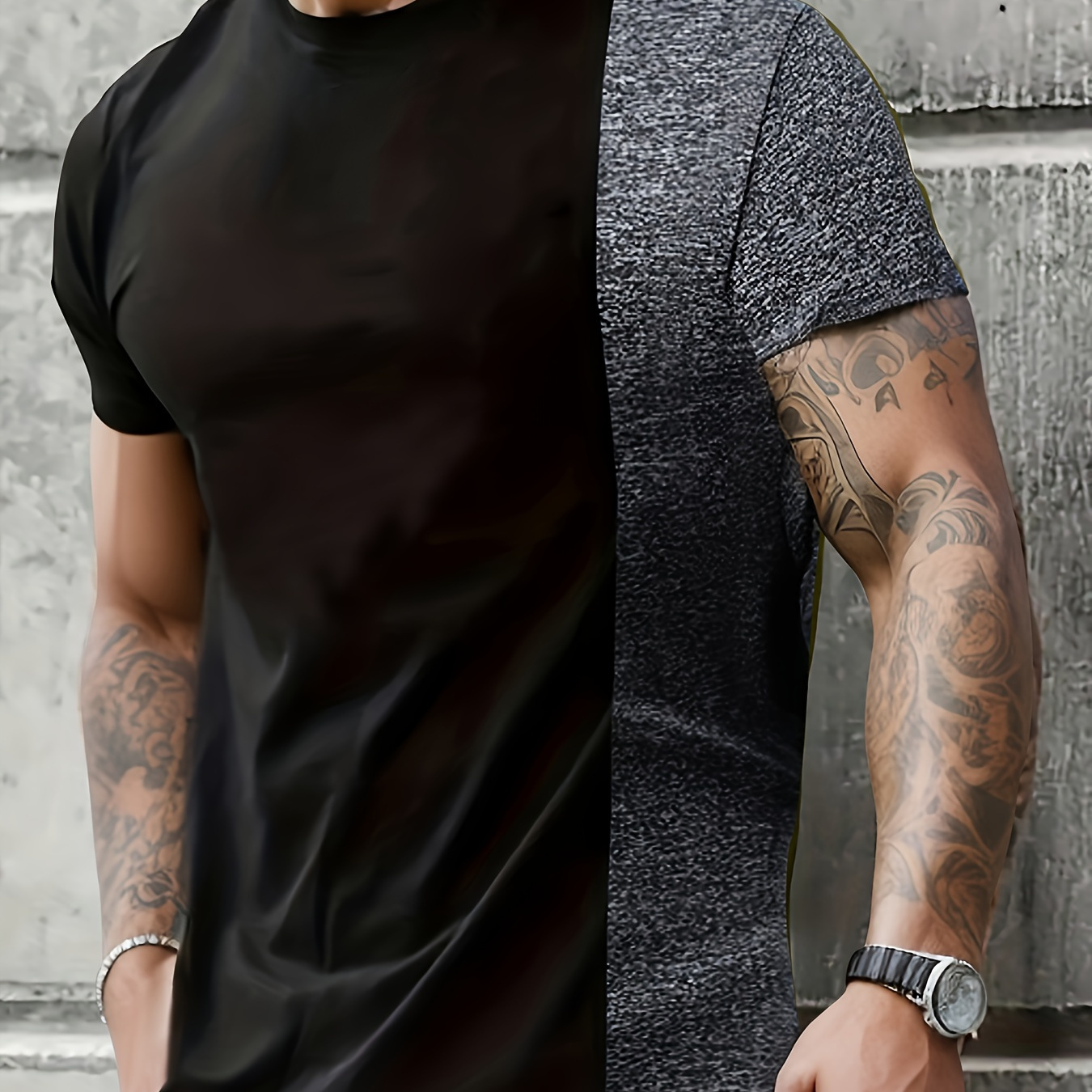 

Men's Fashion Sports T-shirt, Casual Stretch Round Neck Tee Shirt For Summer