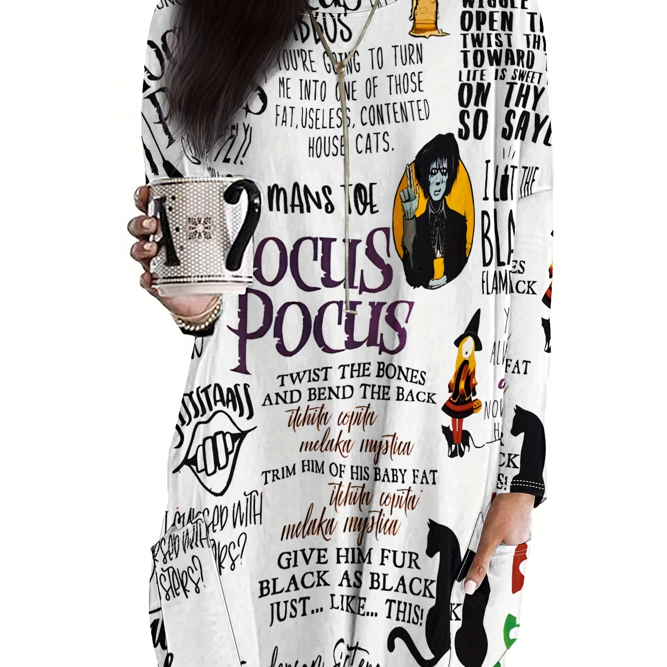 

[top-] Women's Halloween Long Sleeve T- Drop Shoulder & - Polyester ,