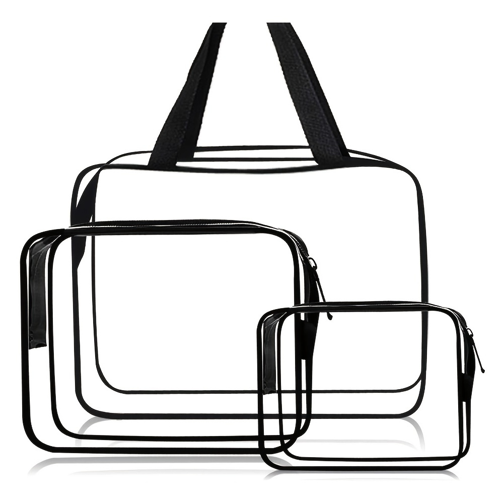 

Simple Transparent Storage Bag, Zipper Cosmetic Organizer, Waterproof Handbag For Travel