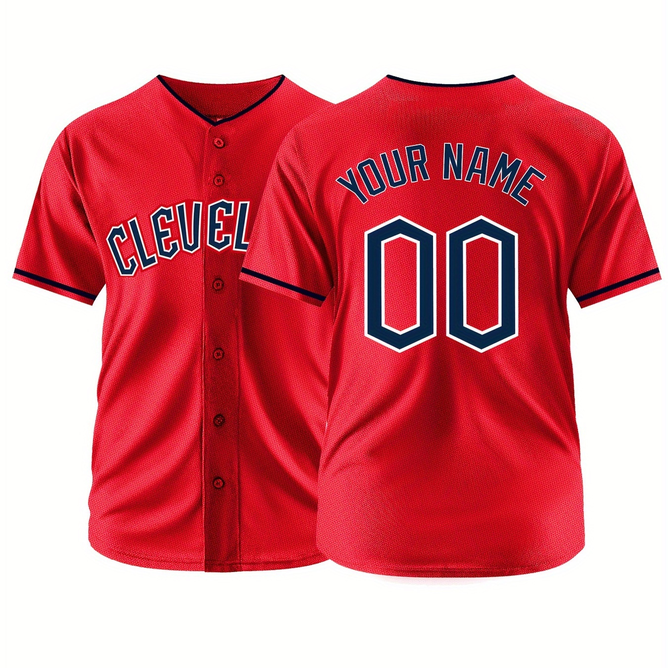 

Customized Name And Number, Embroidery Men's Baseball Jersey, Short Sleeve V-neck Button Up Sport Tops For Summer Training And Outdoors Sports Wear