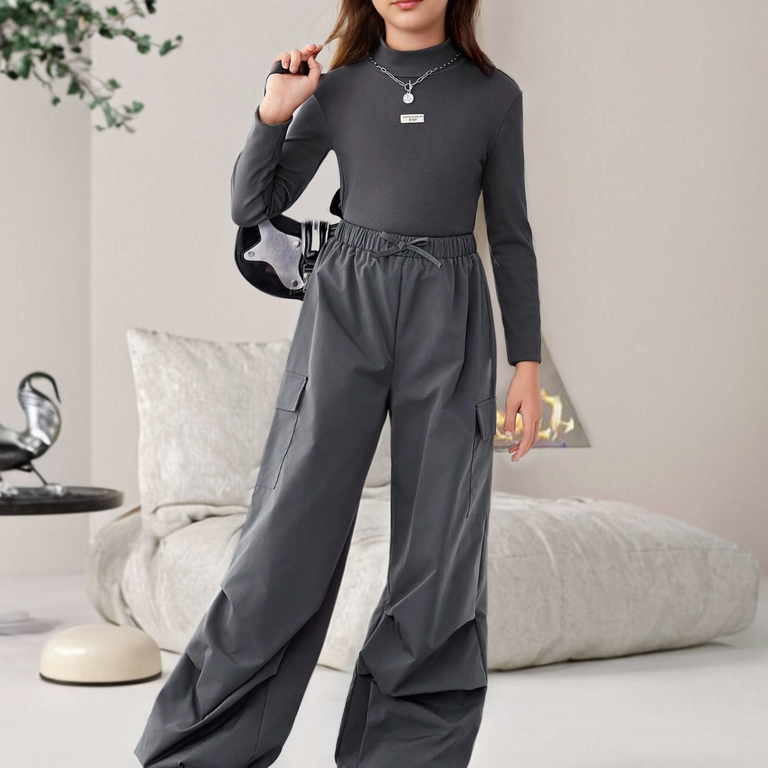 

& 2pcs/set, Long Sleeve Tight Top + Pants Co-ords Set - /fall Outfit, , , Clothing