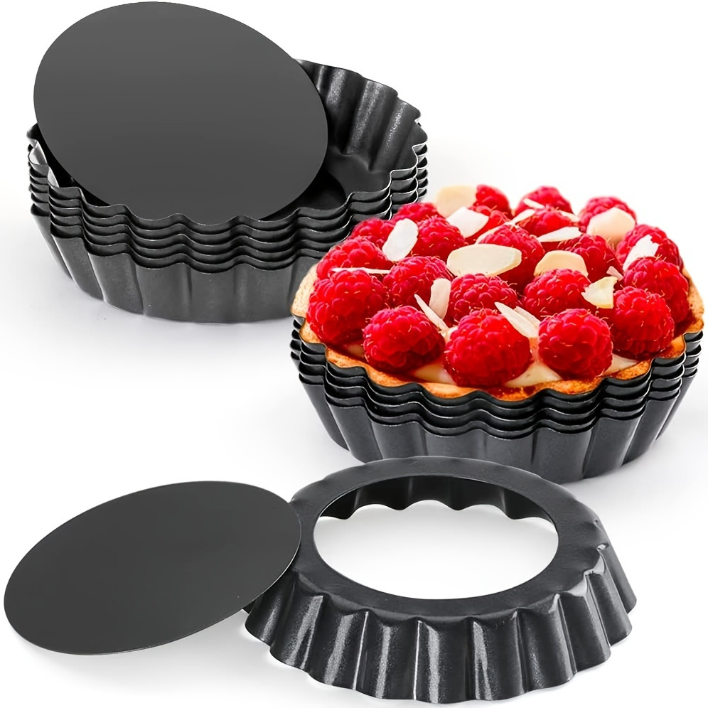 

1/12 Pieces Of 4 Inches (9.8cm) Mini Tart Plate, Non-stick Mini Tart Tin, With A Removable Bottom, Reusable Egg Tart Mould Pan, Applicable To The Pie, Roast, Cheese Cake, Dessert