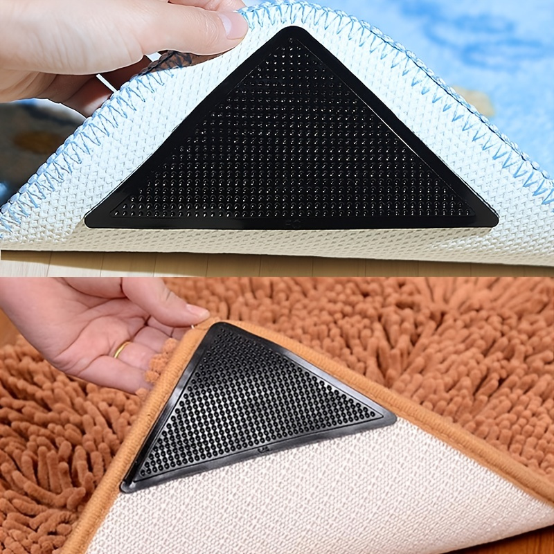 4pcs Triangular Rug Pad Grippers, Rug Tapes, Non-Slip Reusable