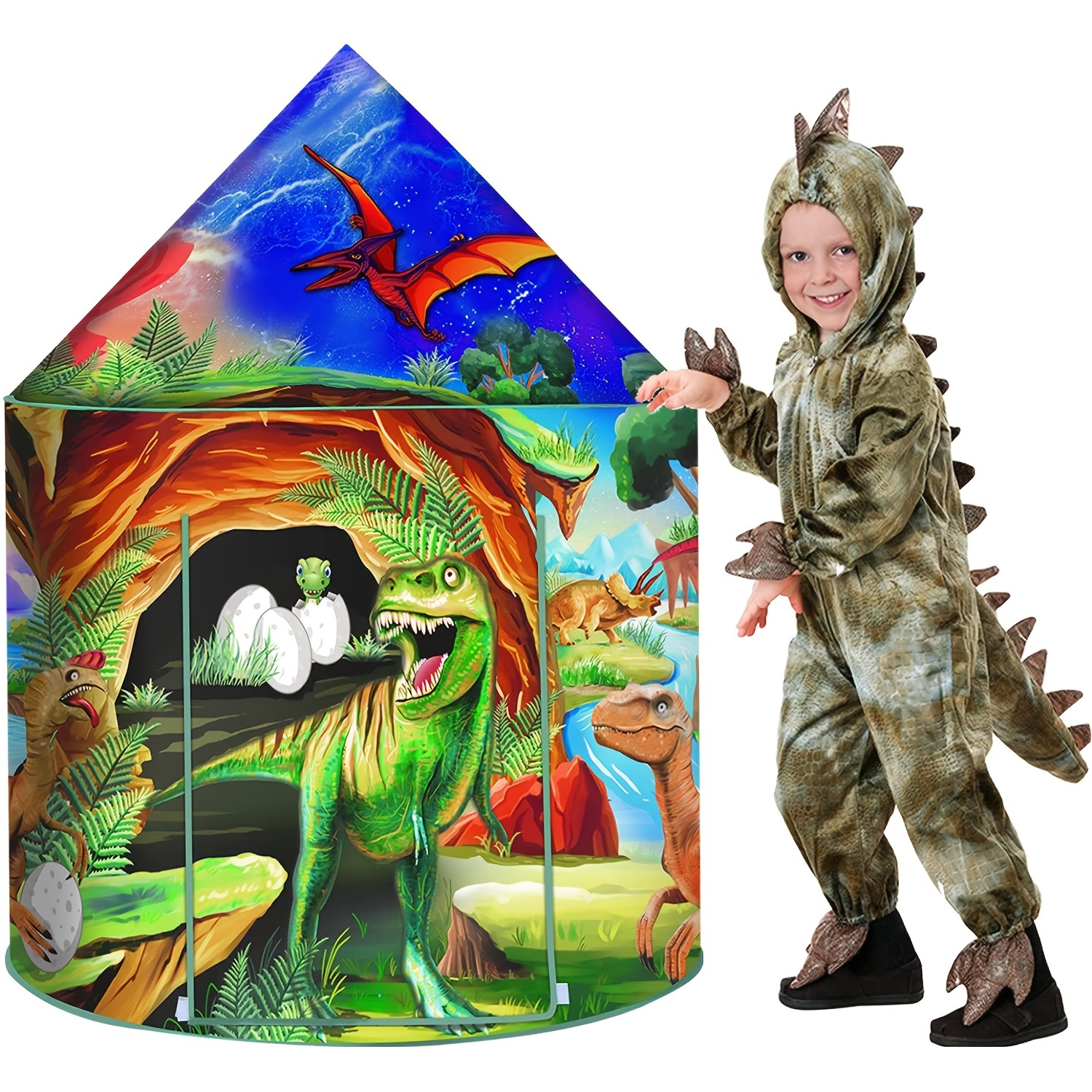 XZNGL Dinosaure Enfants Jouer Tente Jouets Cadeaux Pour Garçons Filles  Tout-Petit 1 2 3 4 5 6+ Ans Extérieur Intérieur Up Tent Instant Playhouse 