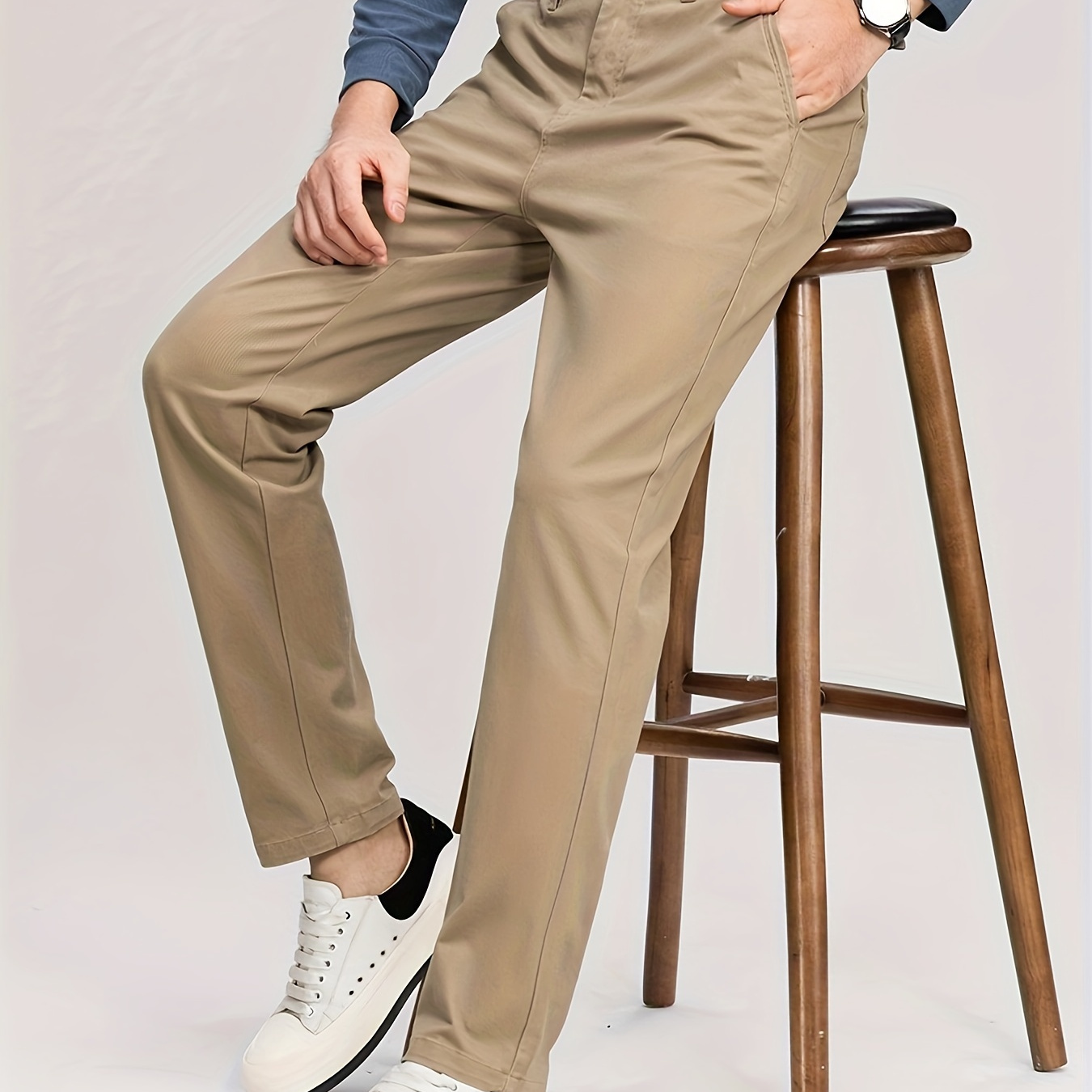 men' cotton blend casual pants 98% cotton 2% - Temu Canada
