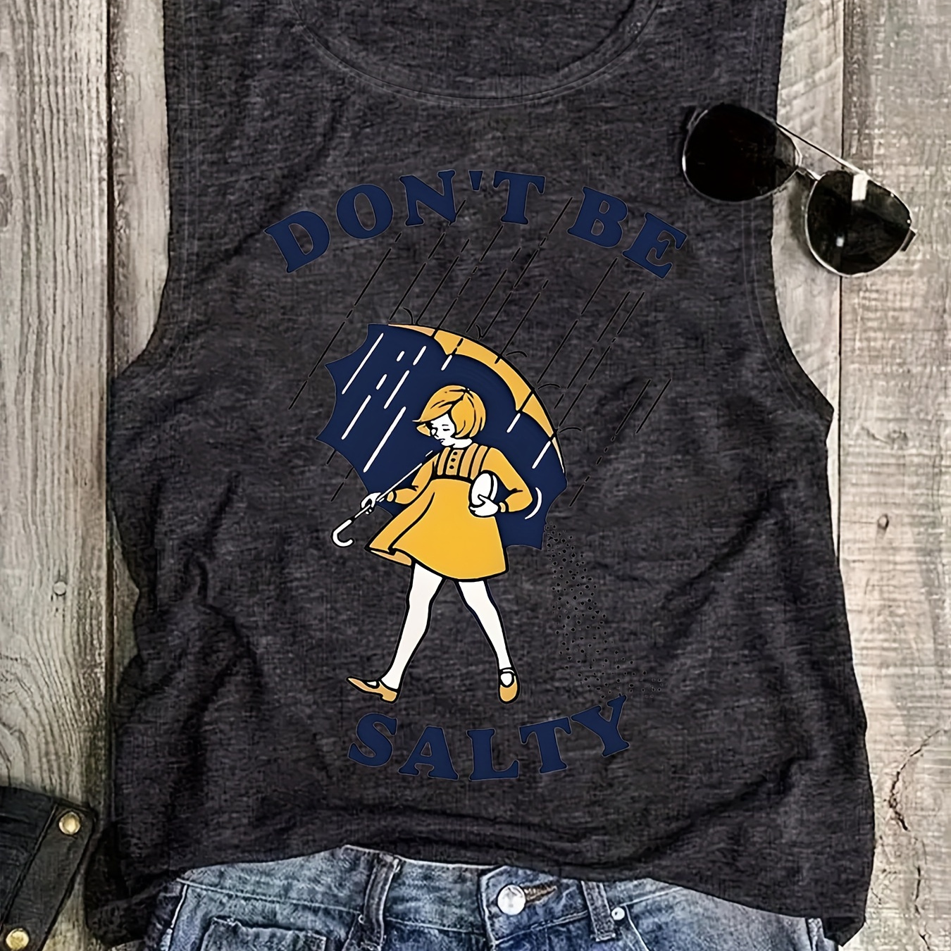 

Graphic Print Tank Top, Sleeveless Casual Top For Summer & Spring, Women's Clothing