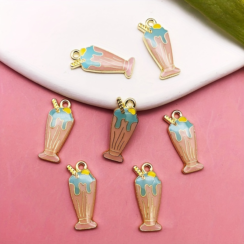 Lot Zinc Alloy Enamel Gold Plated Milky Tea Shape Charms - Temu