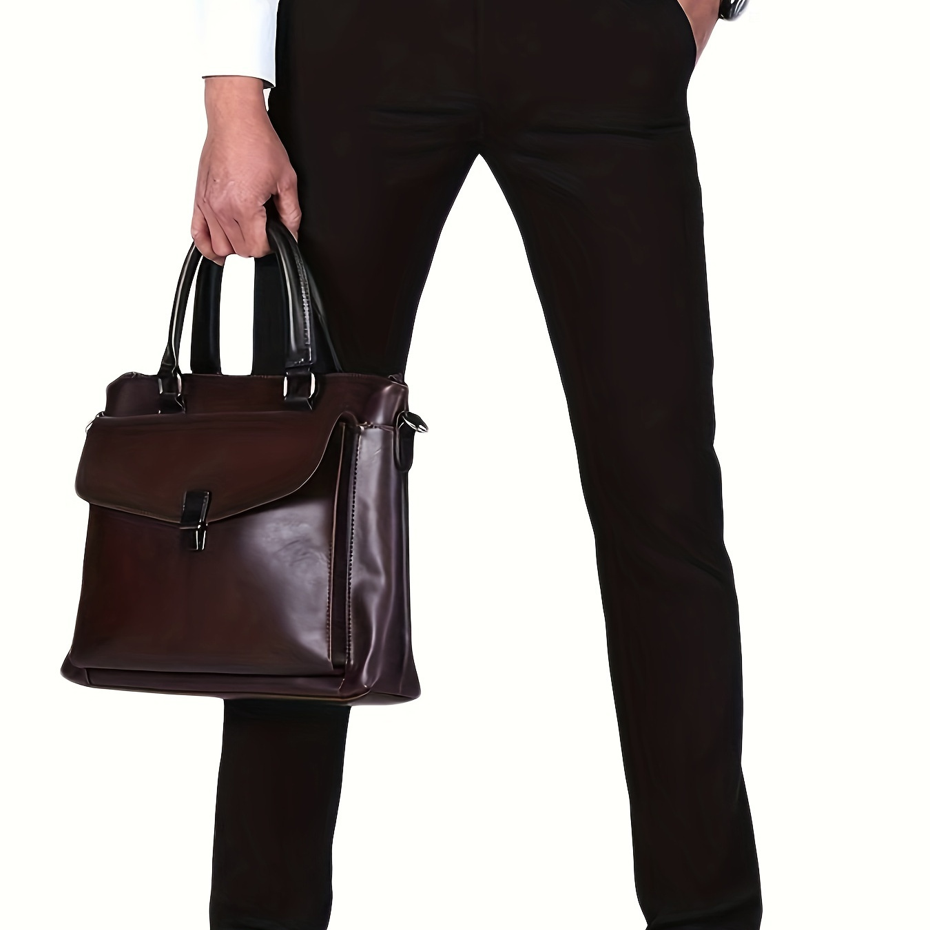 

Classic Design Dress Pants, Men's Formal Solid Color Medium Stretch Dress Pants For Business