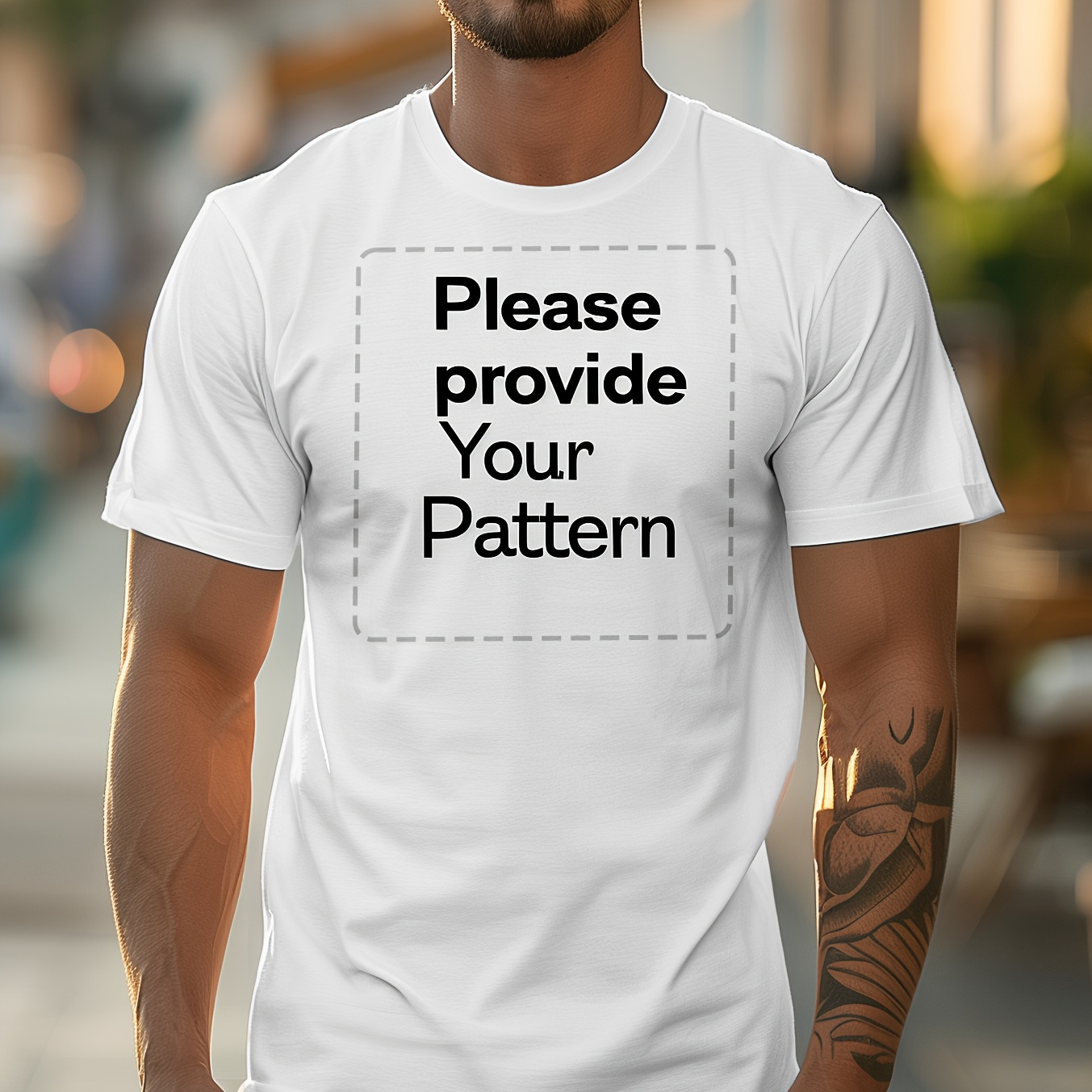 

Men's Customized Pattern Crew Neck And Short Sleeve T-shirt, Stylish And Casual Tops For Summer Daily Wear, Tops As Gifts