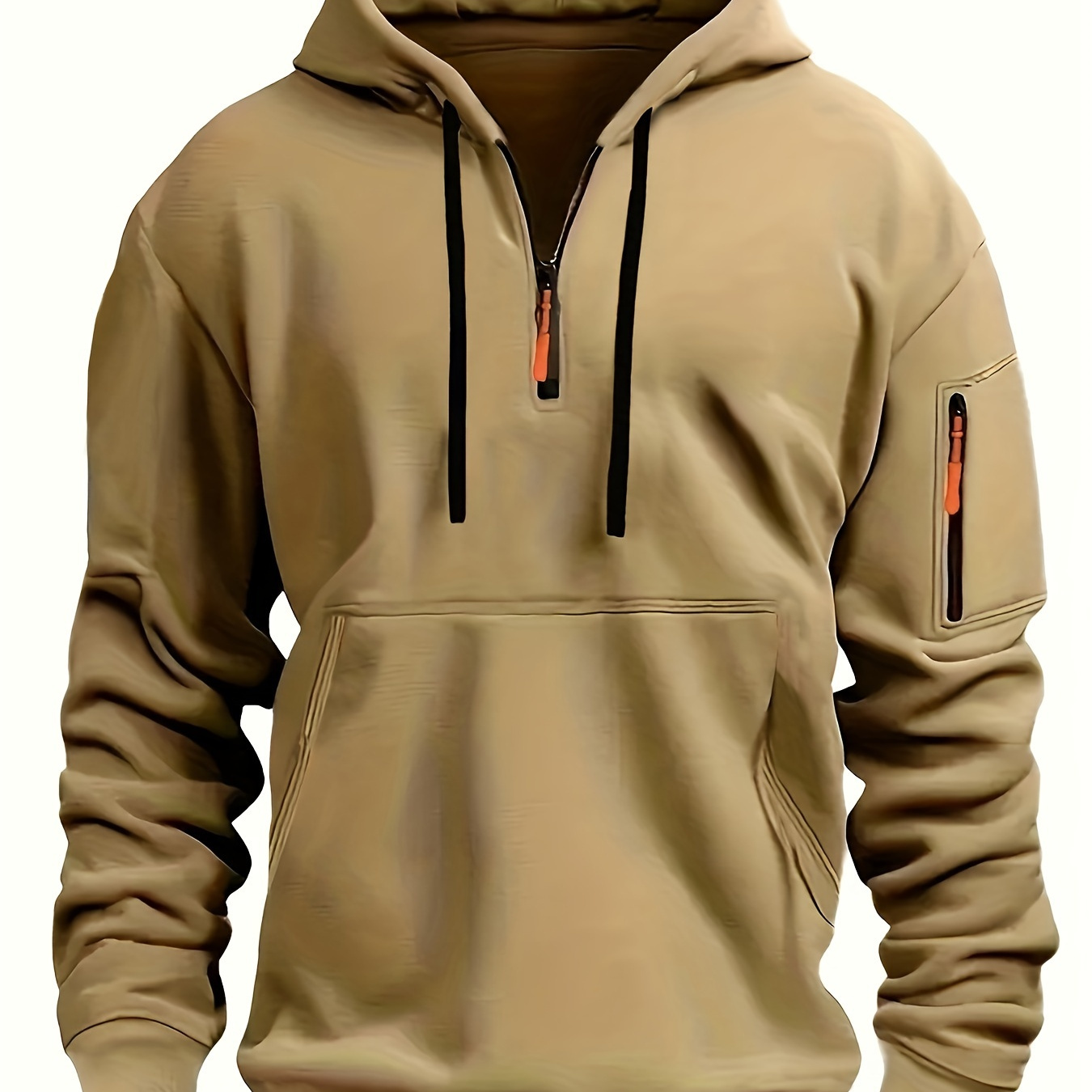 

Sweat à Capuche Décontracté pour Homme avec Fermeture Éclair, Tissu en Polyester et Respirant, Lavable en Machine, Mode Automne/Hiver