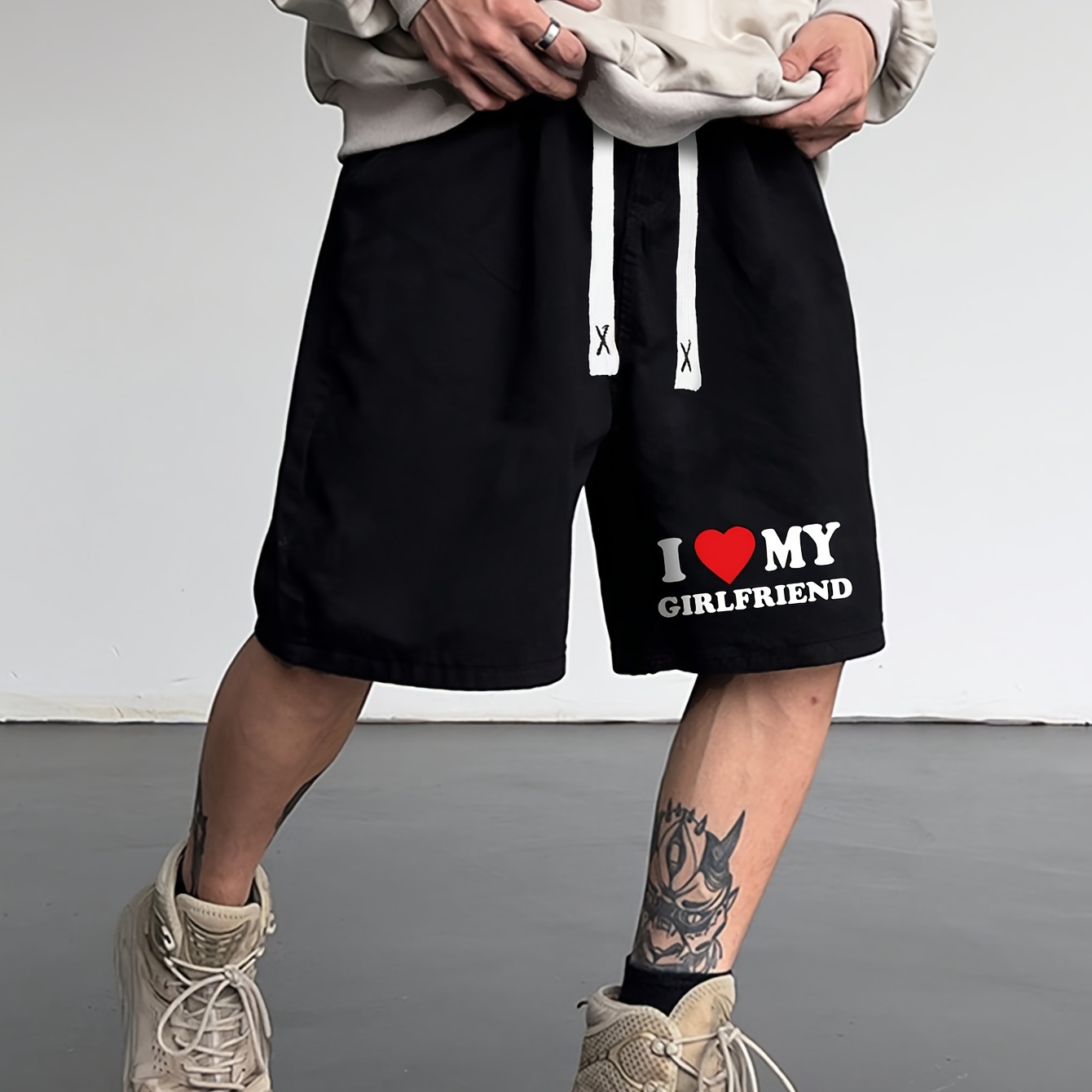 Love Hot Girlfriend Print Active Shorts Men's Casual - Temu Australia
