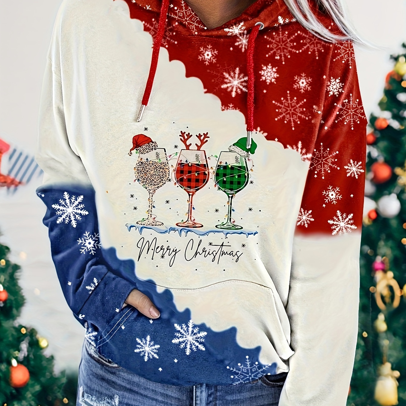 Christmas Jumper Christmas Wine Glass Print Sweatshirt Wine
