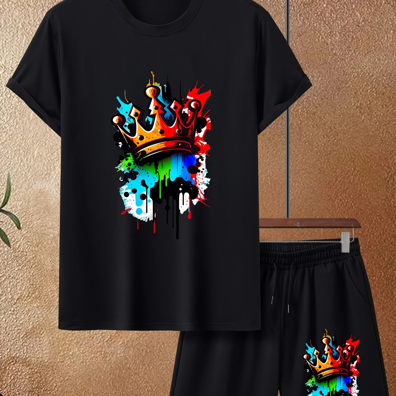 

Boy's Casual Trendy Best Cat Dad Ever Print Comfortable Crew Neck Short Sleeve T-shirt & Shorts Sets, Oversized Loose Clothing