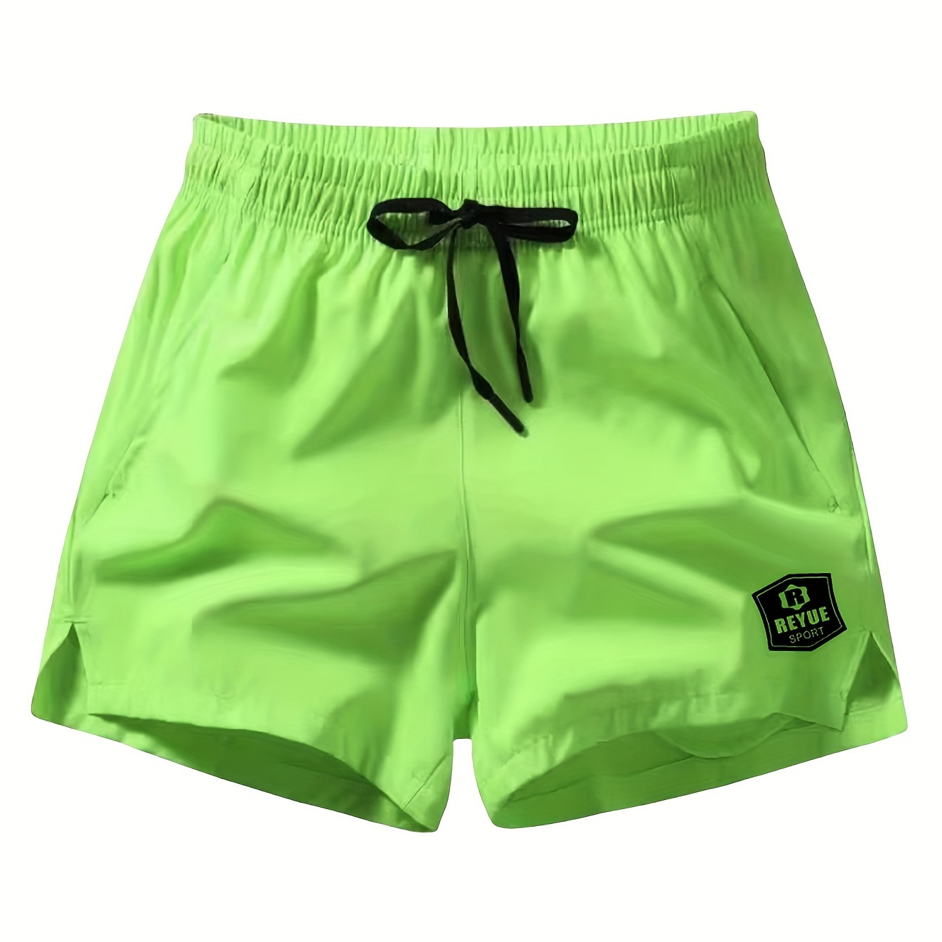 

Men's Label Pattern Sports Shorts With Drawstring And Pockets, Quick Dry And Trendy Shorts Suitable For Summer Home, Outdoors And Beach Wear