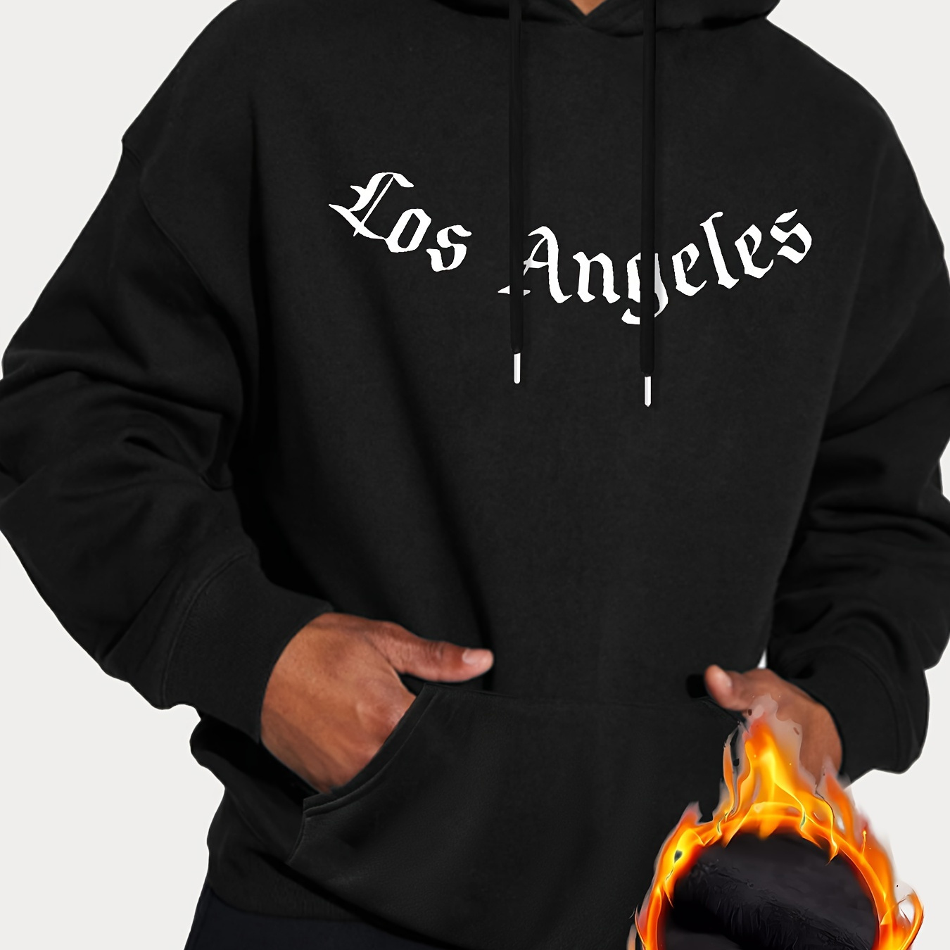 

Los Angeles Print Hoodie, Cool Hoodies For Men, Men's Casual Pullover Hooded Sweatshirt With Kangaroo Pocket Streetwear For Winter Fall, As Gifts