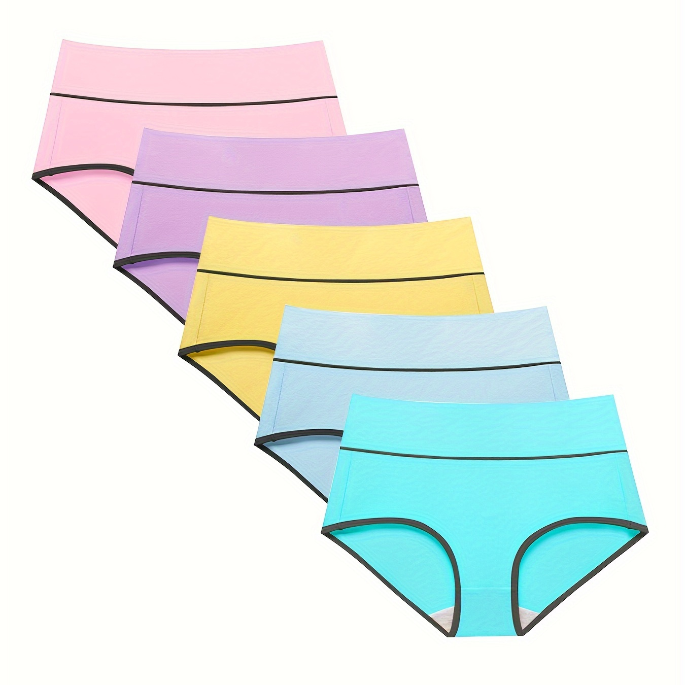 Colorblock Trim Ribbed Briefs Comfy Breathable Stretchy - Temu