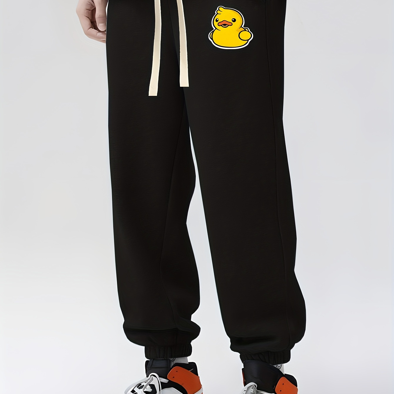 

Rubber Duck Pattern Joggers With Pockets, Men's Casual Pants For Spring And Fall