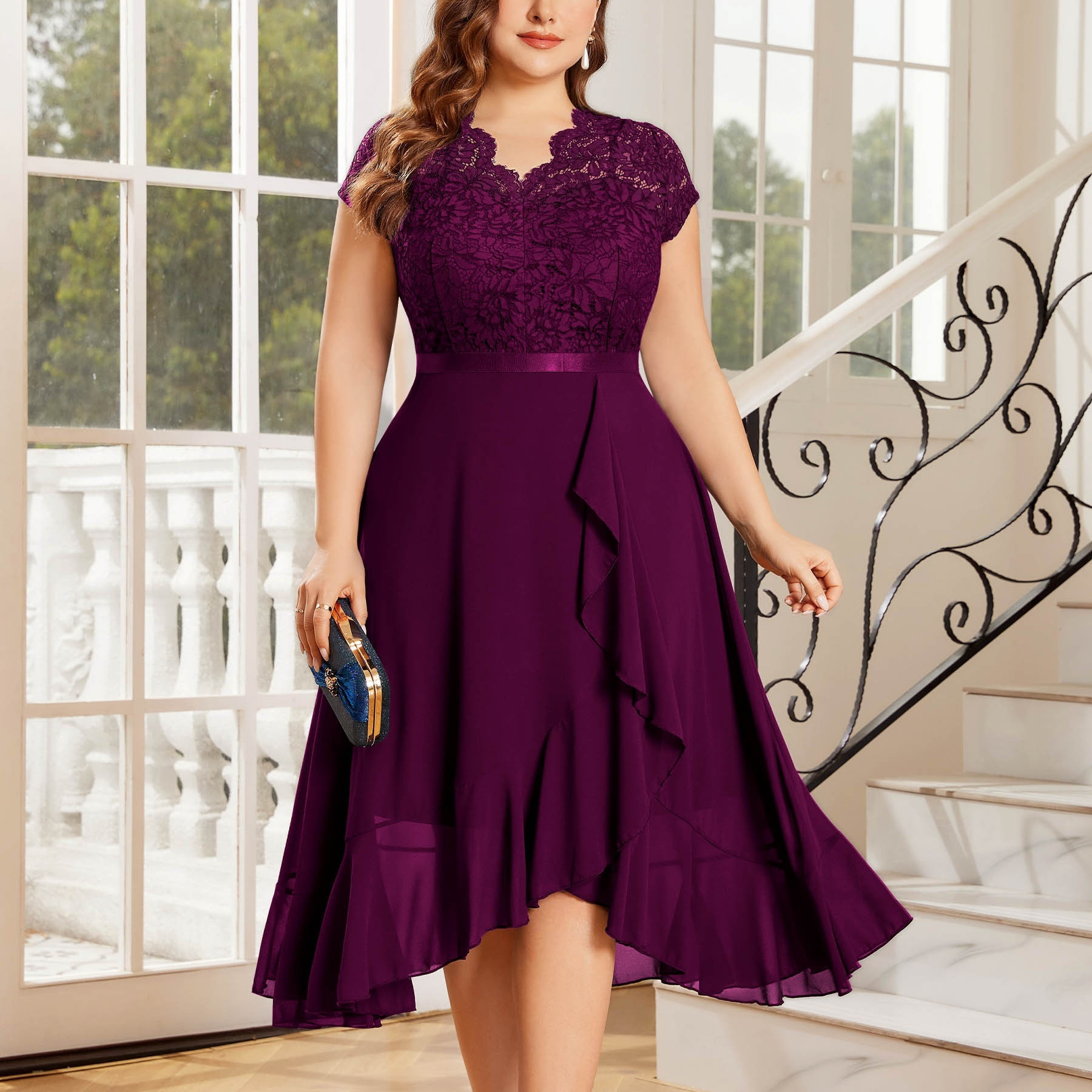 Plus Size Mother of the Bride Dresses Tea Length Lavender