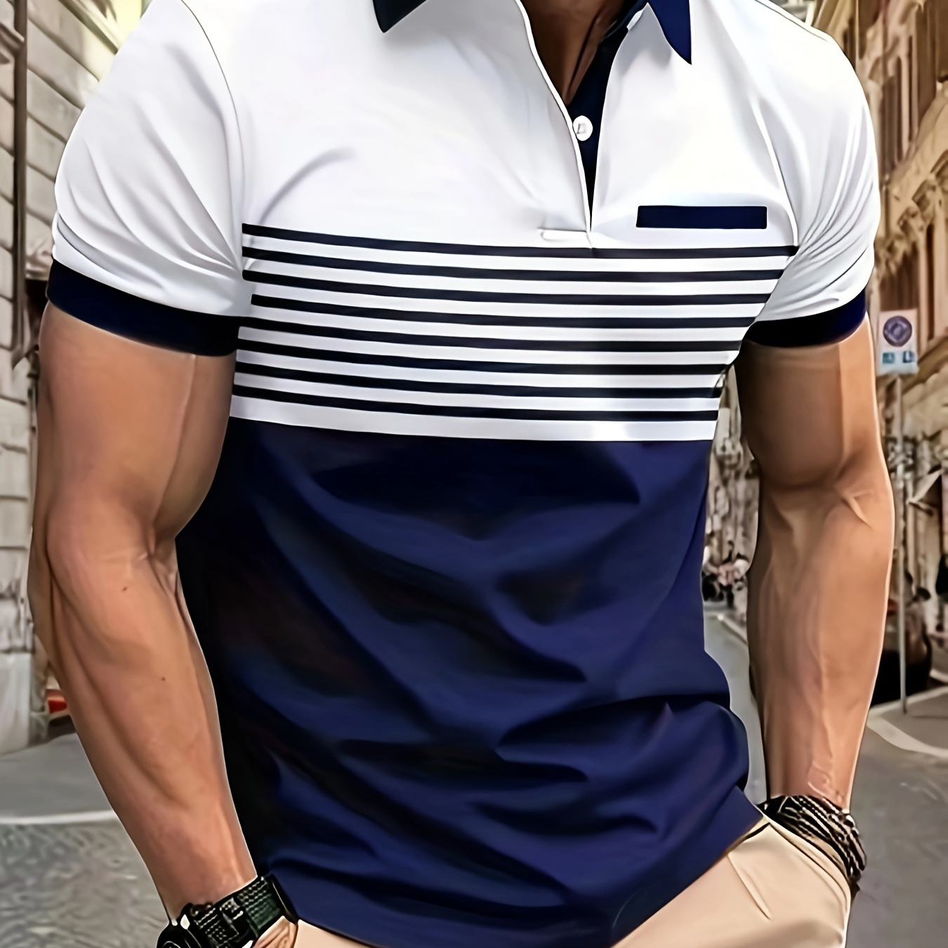 

Summer Casual Men's Casual Short-sleeved Lapel Shirt Fashion Sports Polo Shirt
