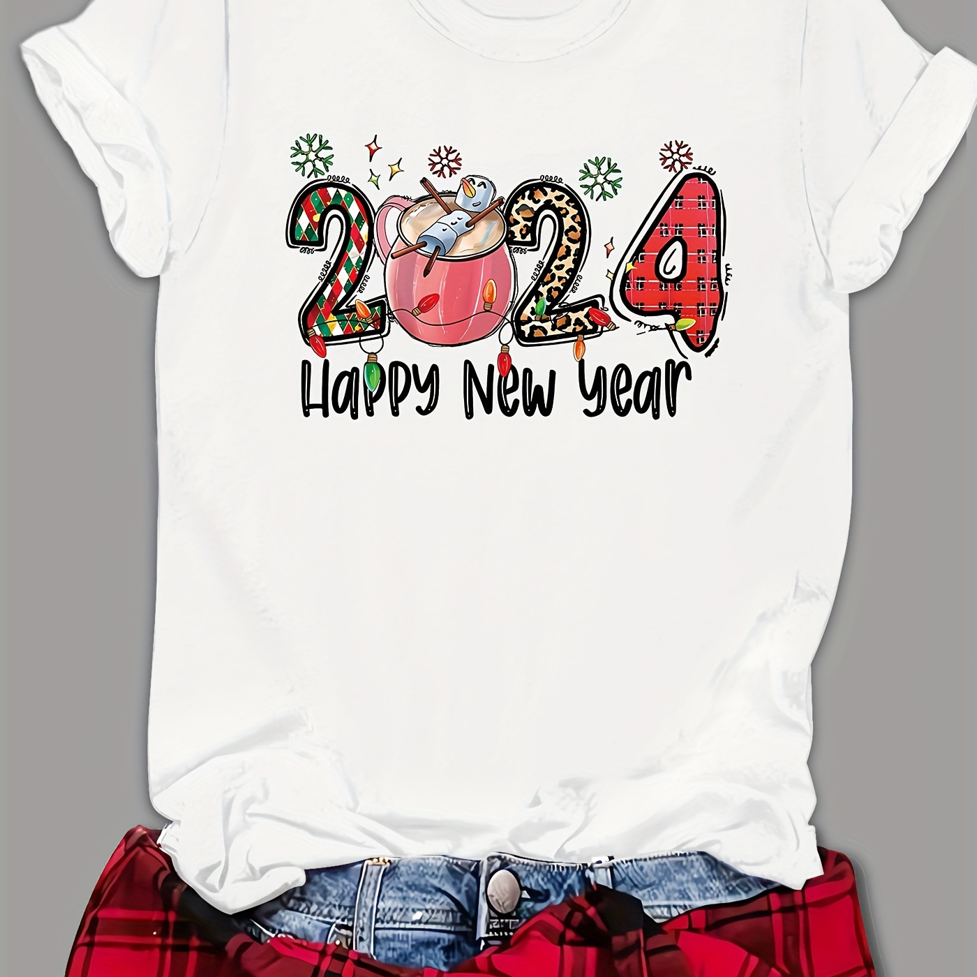 Mrat T Shirts for Women UK Clearance Happy New Year Printed Tops