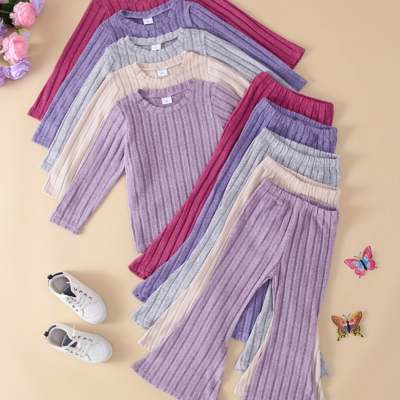 

[top-] Ten- Set Of ' And Comfortable Knitted Long Top And Bottom Pants Suit, For