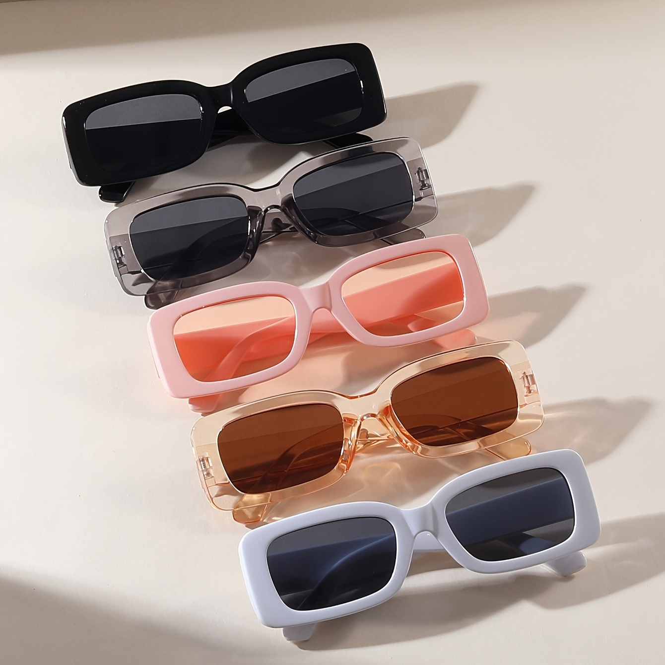 

5pcs Retro Square Fashion For Women Men Classic Anti Glare Sun Shades For Beach Travel Club Fashion Glasses