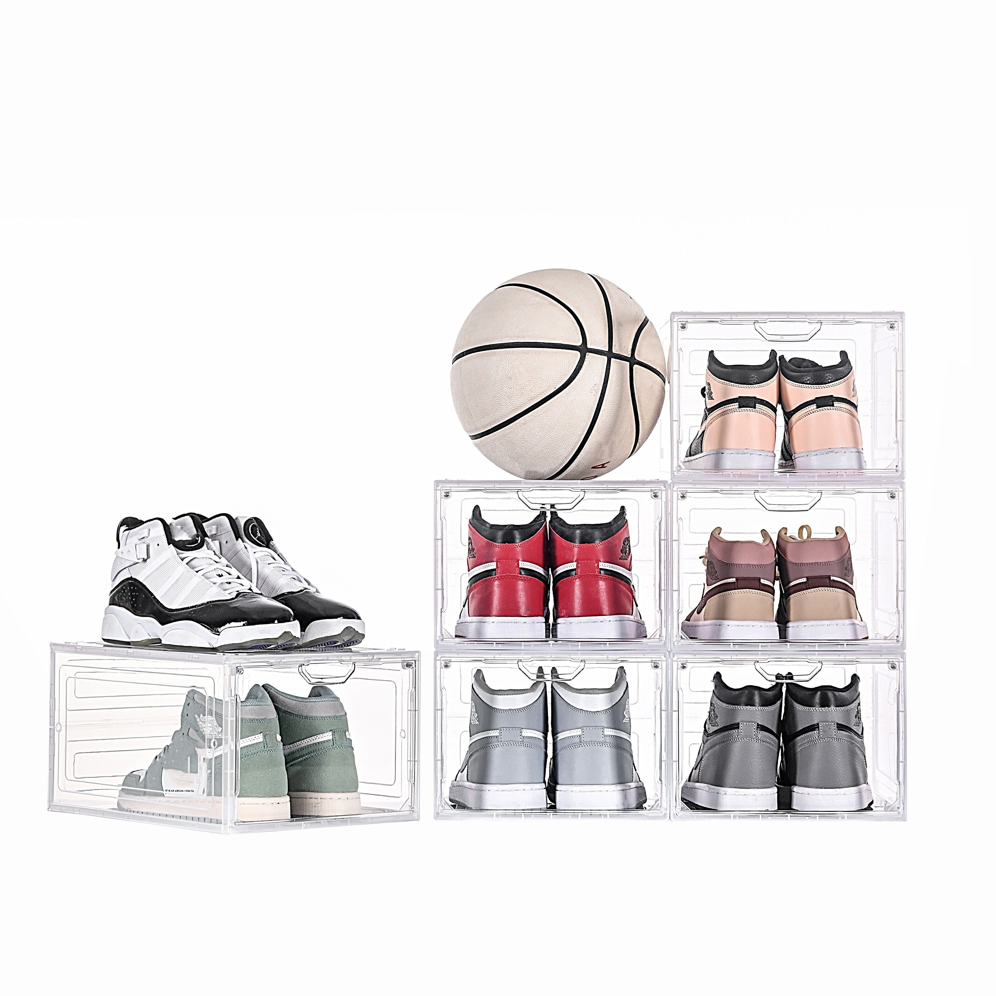 Large Sturdy Shoe Storage Boxes Pack of 6 Stackable Clear Plastic Shoe  Organizer Containers for Closet Drop Front Shoe Bins for Display Sneakers -  China Makeup Case and Plastic Case price