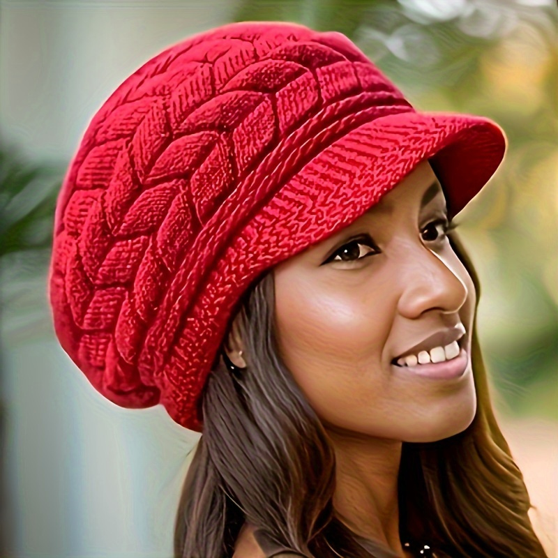 Bonnet Polaire Ample Bord Femme Casquette À Visière Tricotée - Temu Belgium