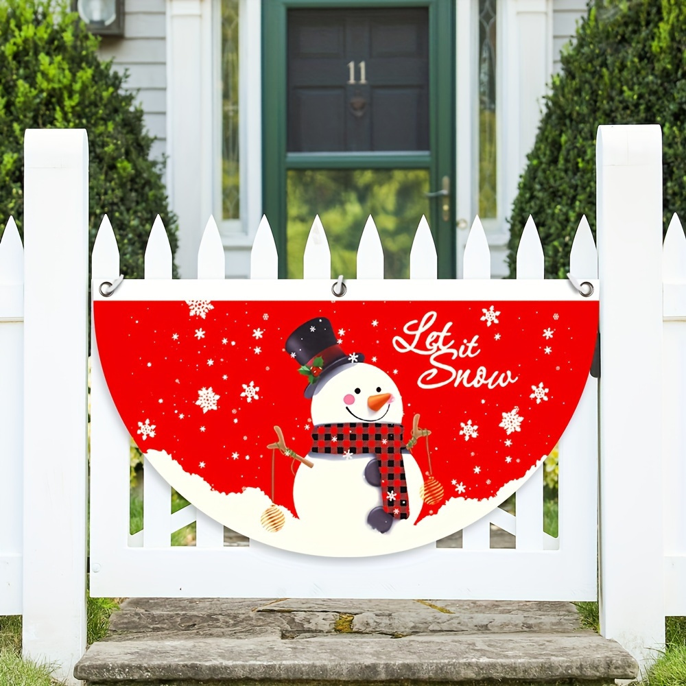 

Snowman Christmas Polyester Half-round Flag - 33.9" X 17.7" | Holiday Party, Bar Decor, Yard Fence & Display