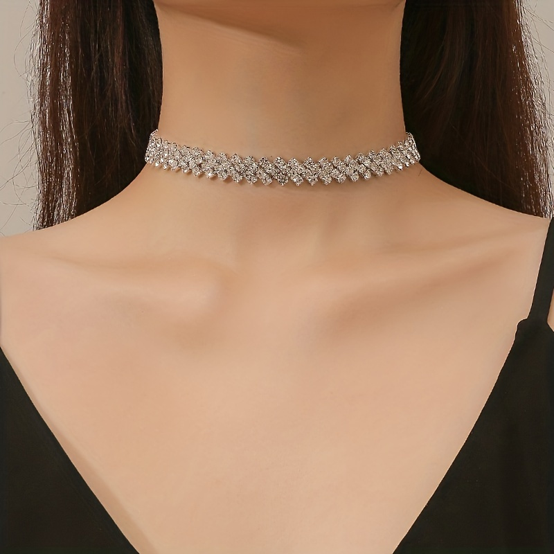 

Classic Rhinestone Necklace Clavicle Chain Accessories Simple Wedding Dress Dinner Party Jewelry