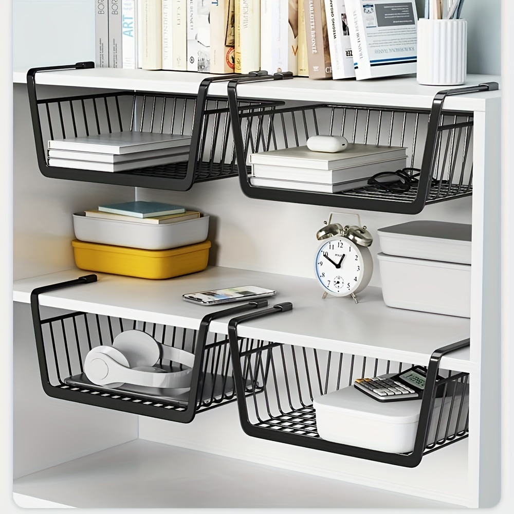 Multipurpose Hanging Under Shelf Cabinet Storage Basket Cabinet Organizer  Home Iron Desk Cabinet Sundries Storage Rack Baskets