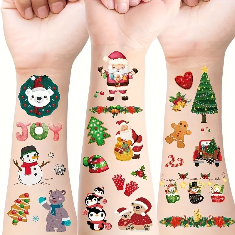 10 Tatuajes Temporales Navidad Niños Niñas Mujeres Hombres - Temu Chile