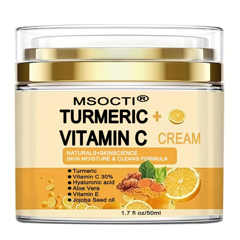 50g Turmeric Face Cream + 30% Vitamin C Facial Cream, For Normal, Dry, Oily & Combination Skin - 1.7 FL OZ !