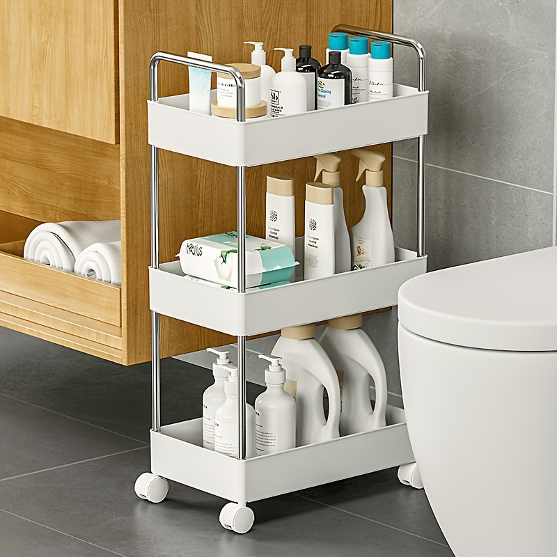 Toilet Side Cabinet Bathroom Crevice Shelf Toilet Crevice Storage Drawer  Type Rack, Multi-Layer Bathroom Floor Cabinet with Wheels, Mobile Shelving