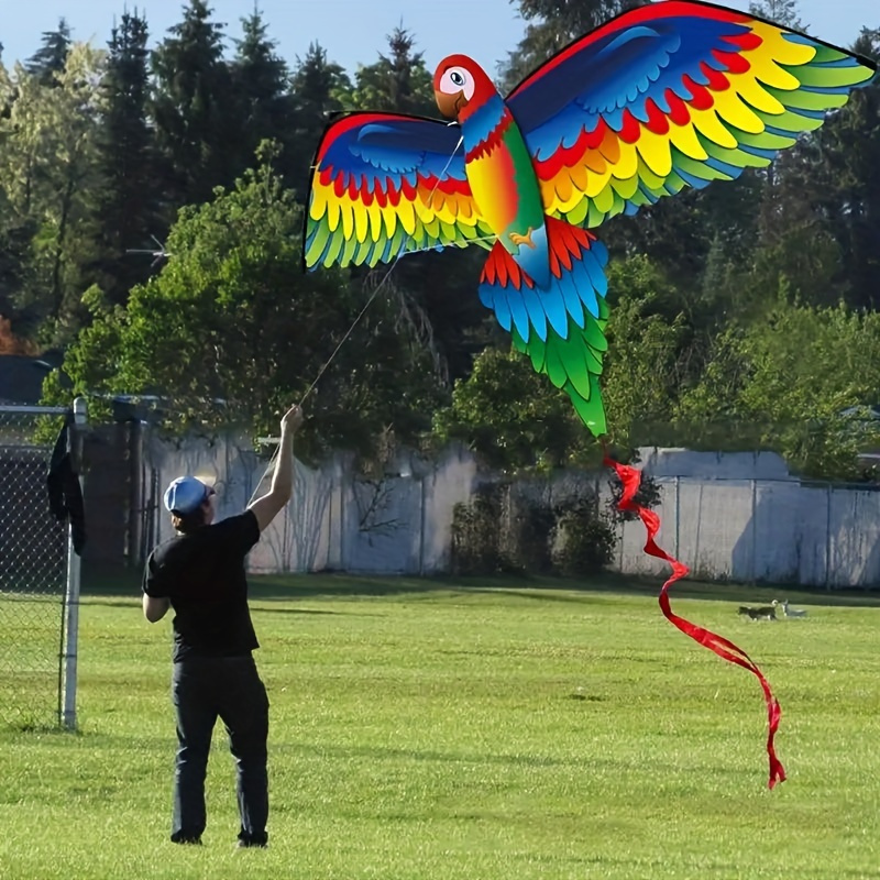 

1pc, Creative 3d Parrot Kite With Tail And Handle, Large Flying Kite For Outdoor Sports Entertainment