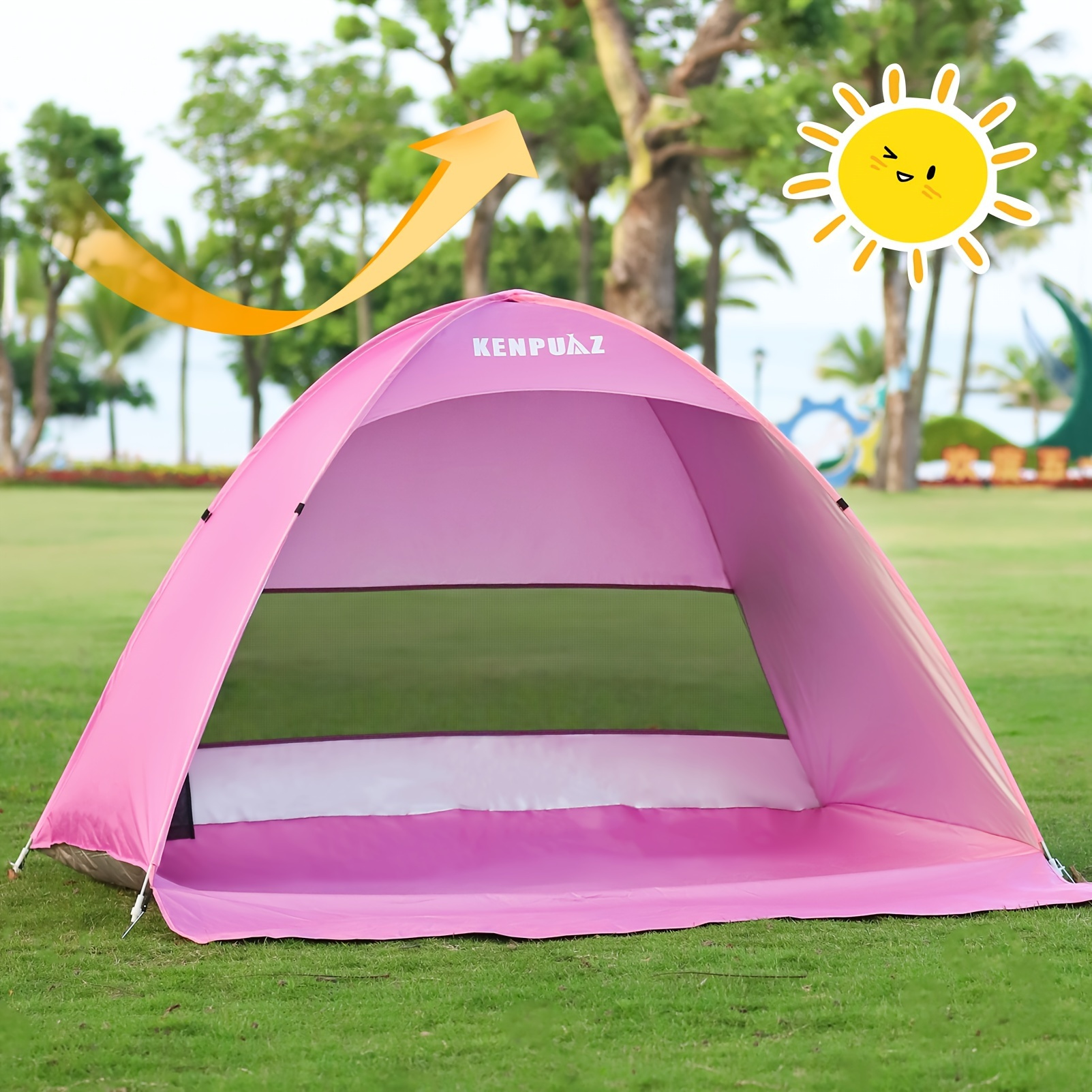 Auvent de tente de plage, UPF50+ Pop Up Beach Sun Shade, installation  facile pour la plage, le camping, la pêche et l'extérieur 118L x 118W x  79H