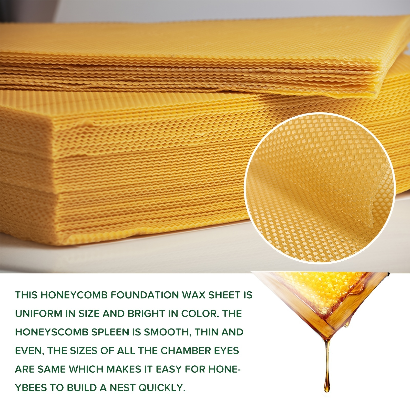 

10pcs/box Natural Beeswax Sheets For Beekeeping, With Excellent Deep Chamber Honey Nest Base Sheets, Beeswax Sheets, And Honeycomb Base