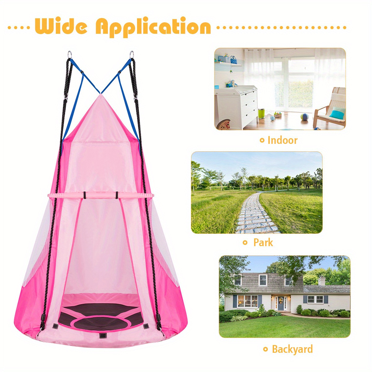 

Giantex 40" Hanging Chair Swing Tent Set Hammock Nest Pod Seat Pink