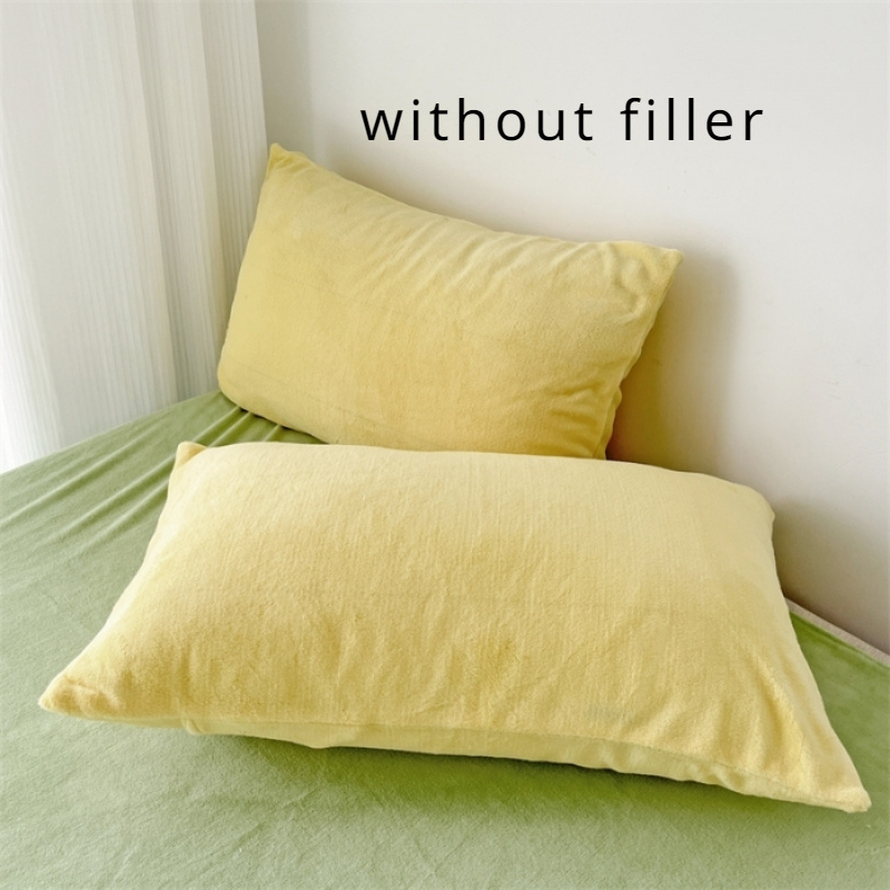 

1/2pcs Solid Color Pillowcase (without Pillow ), Autumn And Winter Thickened Cute Velvet Pillowcase