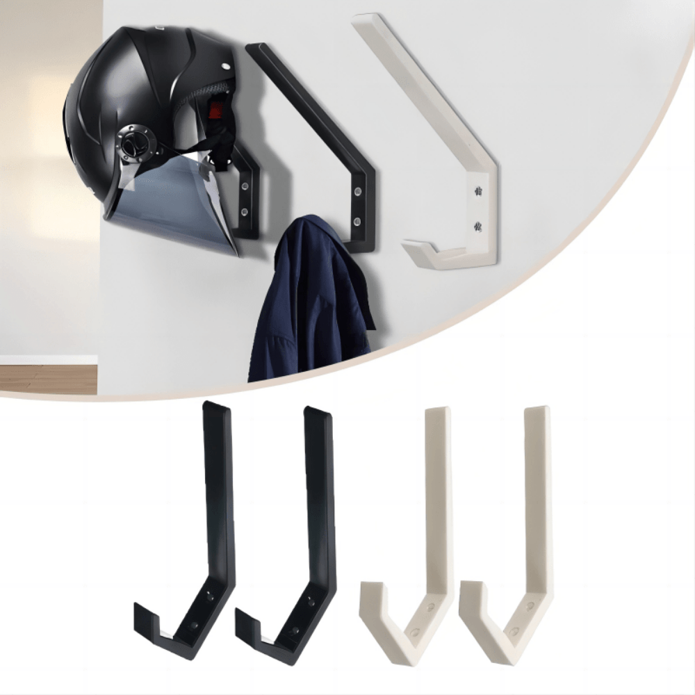 

2pcs Wall Mounted Helmet And Gear Holder - Organize Your Hats, Gloves, Bags, Shoes, And Clothes With Ease