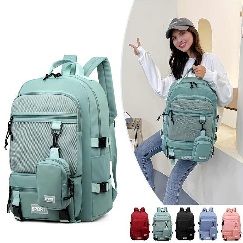

Large Capacity Travel Storage Backpack, Lightweight Portable Laptop Bag, Casual Durable Daypack & Preppy Rucksack