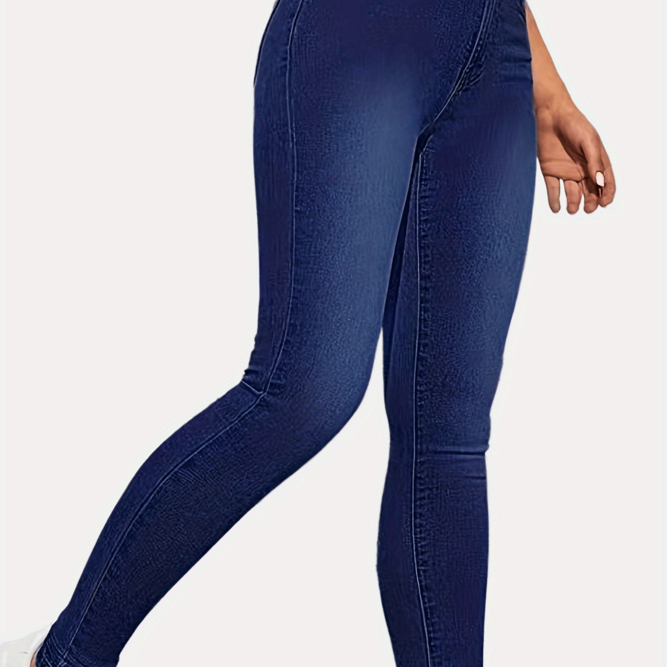 

High Rise Solid Color Skinny Jeans, High Stretch Zipper Button Closure Sexy Denim Pants, Trendy Pants For Every Day, Women's Denim Jeans & Clothing