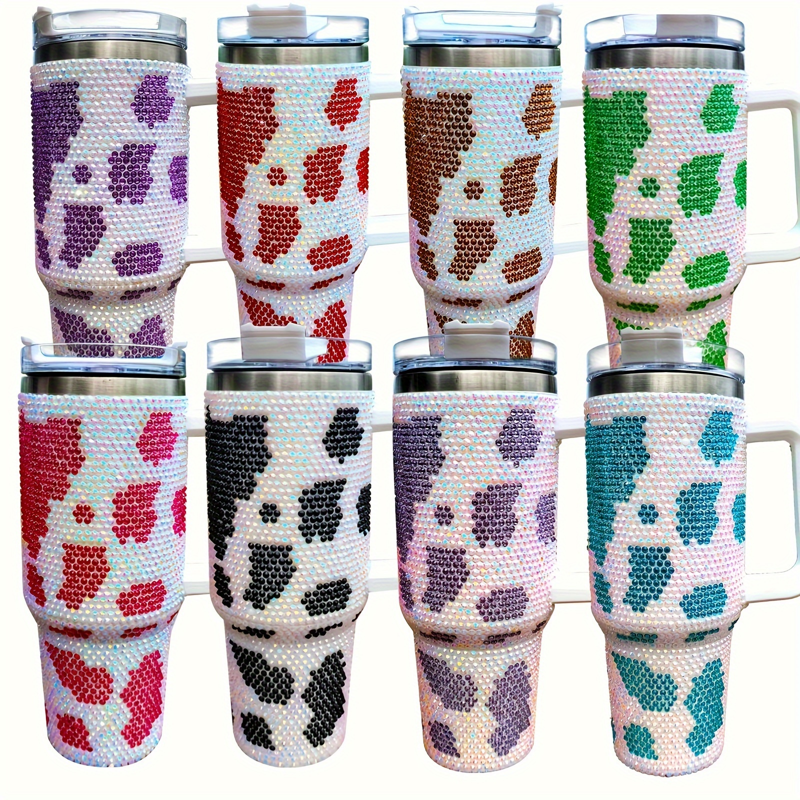 Cow Print Tumbler With Lid And Straw Stainless Steel Thermal - Temu