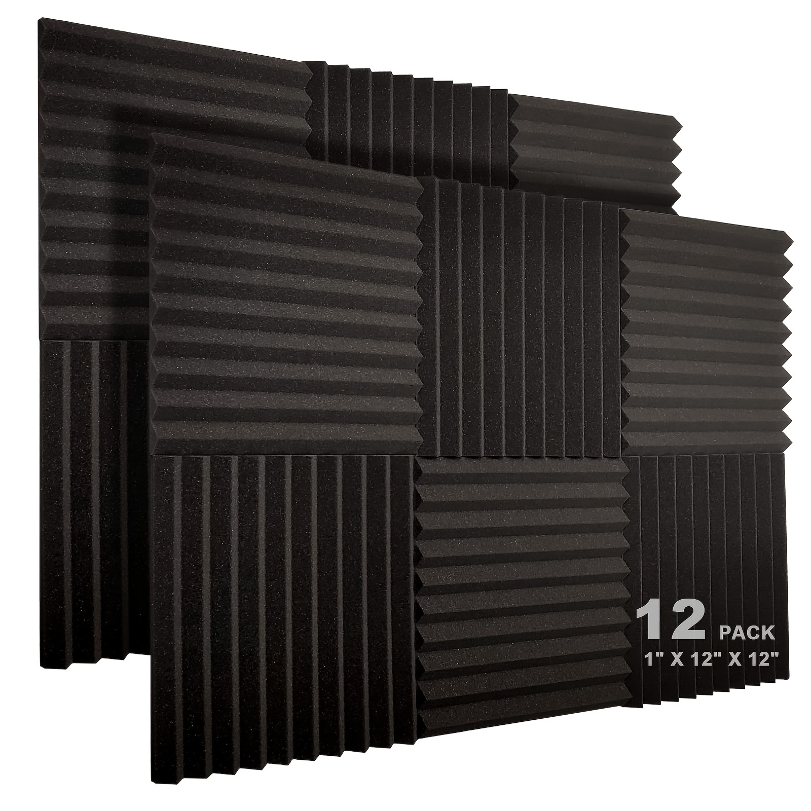  Paquete de 48 paneles acústicos de 12 x 12 x 1 pulgadas,  azulejos de cuña de espuma para insonorización de estudio (24 negros + 24  púrpuras) : Instrumentos Musicales