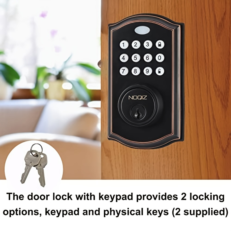 Veise Cerradura de puerta de entrada sin llave, cerradura electrónica con  teclado, bloqueo automático, 20 códigos de usuario, bloqueo de 1 toque