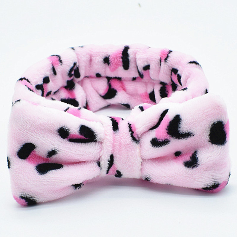 Leopard Print Bow-knot Headband Elastic Hair Band For Washing Face Facial Skincare Hair Band