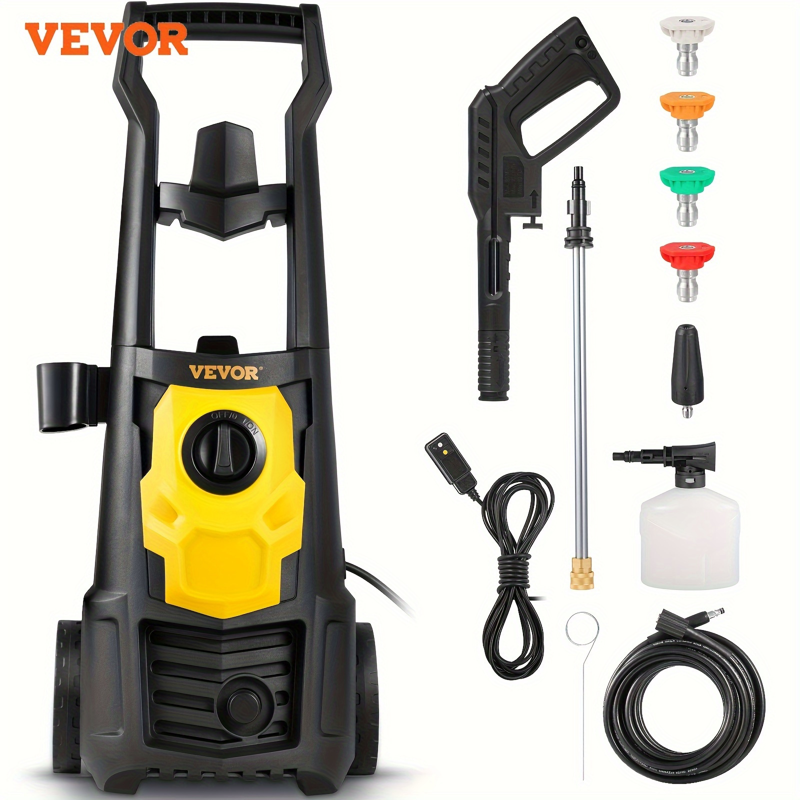 

Vevor Electric Pressure Washer, 2000 Psi, Max. 1.76 Gpm Power Washer W/ 30 Ft Hose, 5 Quick Connect Nozzles, Foam Cannon, Portable To Clean Patios, Cars, Fences, Driveways, Etl