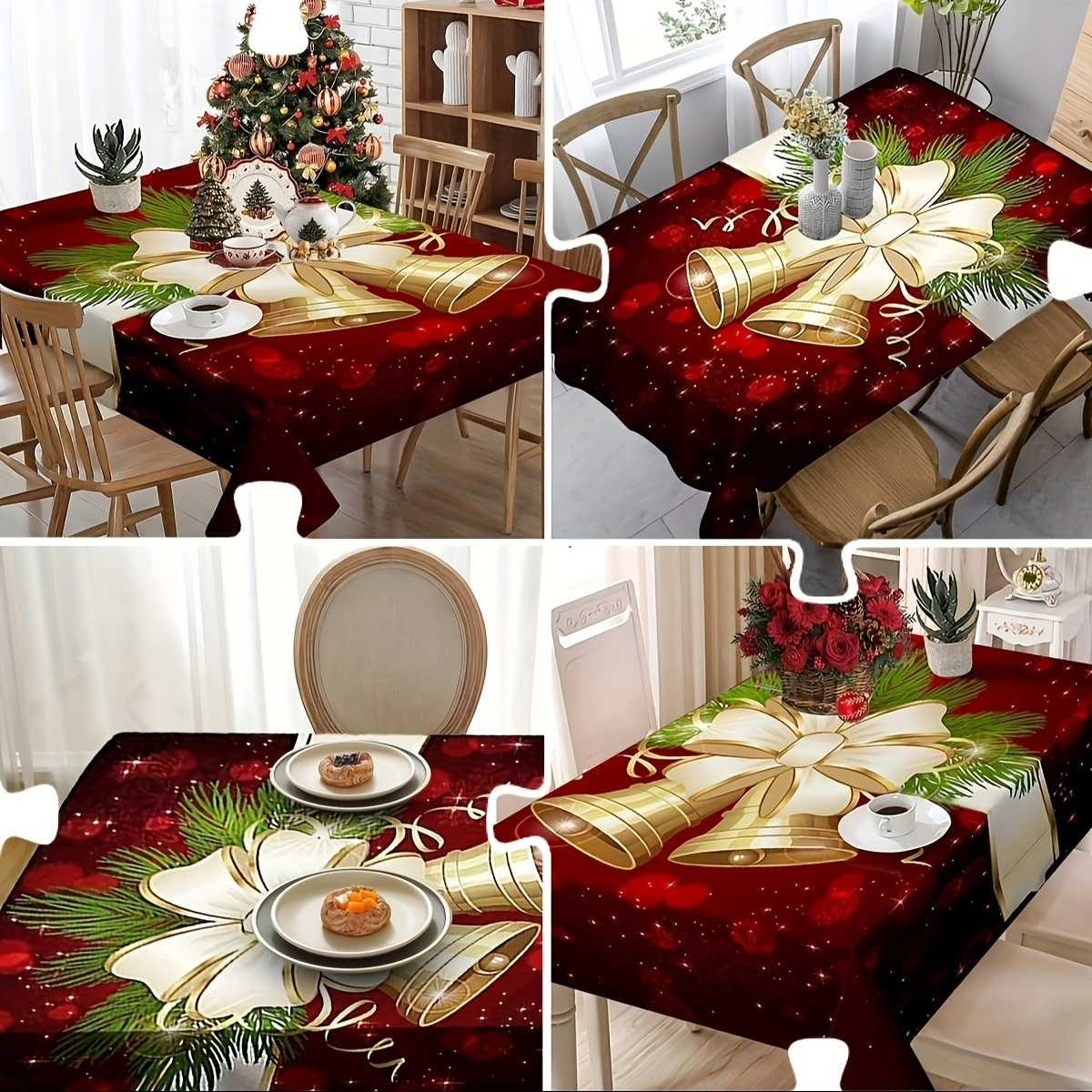

1pc 55in Christmas Tablecloth/ 1pc 22in Dining Chair Cover Christmas Table Decoration Home Christmas Kitchen Decoration For Parties